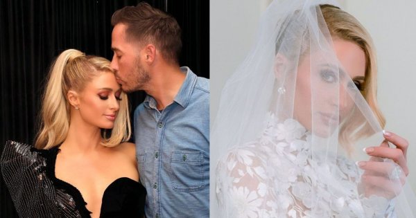 Paris Hilton pokazała suknię ślubną! Dobrze jej w koronce i tiulu? O welon można by się potknąć