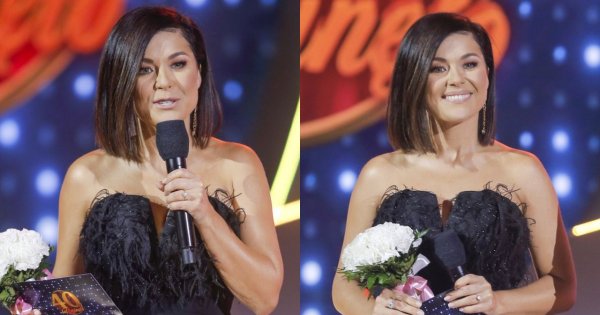 Katarzyna Cichopek w sukni wieczorowej w TVP na koncercie disco-polo! Dobrze jej w piórach i czerni? A gdy usiadła... WOW!