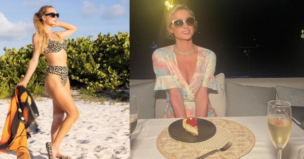 Paris Hilton niczym Barbie... Tylko róż zamieniła na niebieski. Kiczowata stylizacja?