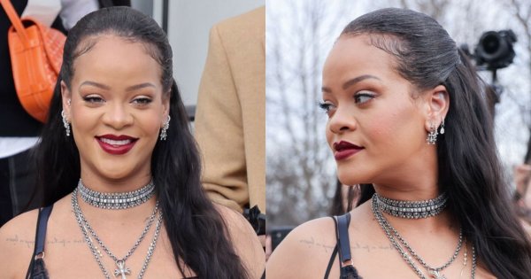 Rihanna na pokazie Diora w prześwitującej halce odsłania goły ciążowy brzuszek! Fani ostro o jej stylizacji: Przegięcie!