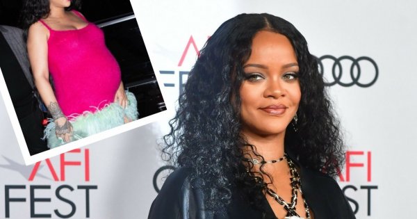 Brzuchata Rihanna w obcisłej mini z piórami! Czy to dobry wybór na koniec 3. trymestru?!