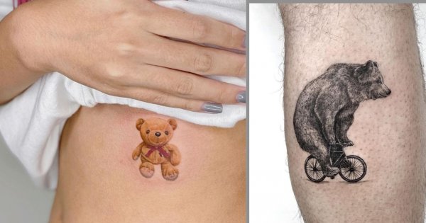 #beartattoo czyli tatuaż z motywem misia. To modny trend dla dziewczyn w 2022 roku! Sprawdź, czy pasuje do Ciebie!