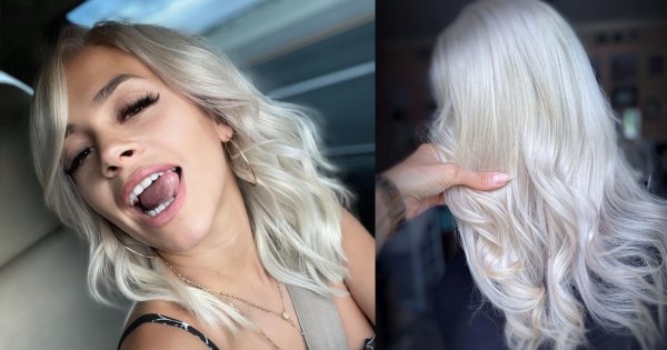 Platynowy blond na fryzurze long bob i na falach. Sprawdź, jak dbać o ten trendy kolor