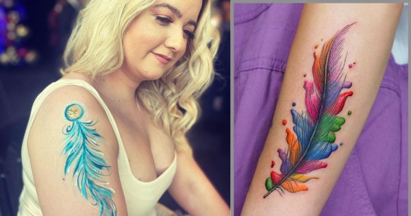 #feathertattoo - tatuaż z piórkiem. Zobacz najlepsze propozycje wykonane w 2022 roku!