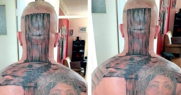 Wytatuował sobie krzyż z Jezusem na plecach! Dziś jest memem
