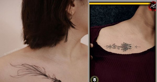 #clavicletattoo - tatuaż na obojczyku: kwiaty, ptaki, owady, napisy. Zobacz modne projekty i pomysły 2022!