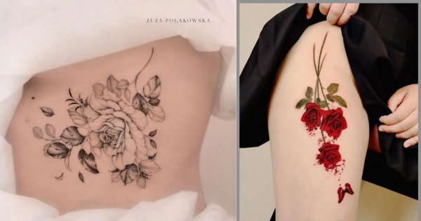 #rosetattoo - tatuaż z motywem róży. Zobacz 13 pięknych stylizacji wykonanych w 2022 roku!