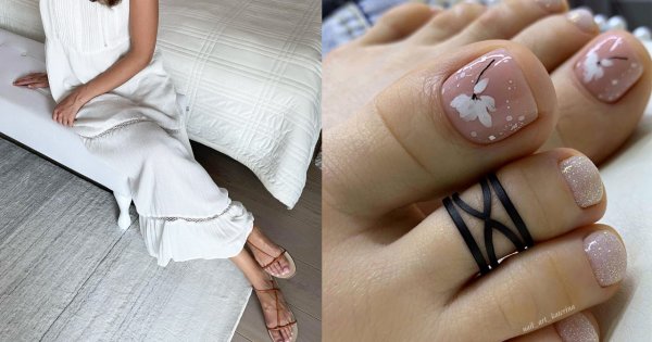 Stylizacja pedicure do sukienki maxi. Jak skomponować zgrany look? Poznaj 4 zasady. Modne propozycje na urlop oraz na przyjęcie
