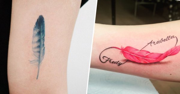 #feathertattoo - tatuaż piórko. To modny, delikatny i kobiecy wzór! Zobacz 15 niesamowitych projektów!