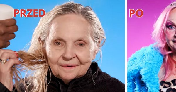 80-letnia babcia chciała zaszaleć ze swoim wyglądem. Postawiła na mocny makijaż, różowe włosy i sukienkę w panterkę!