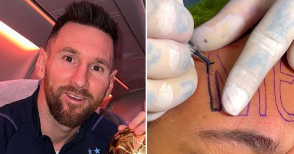 Idol w sercu i na czole: Mike wytatuował sobie na twarzy wielki napis MESSI. I już żałuje