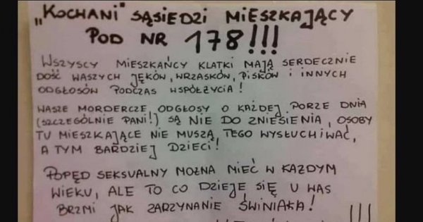 Kartki, które ludzie zostawiają sąsiadom! Prośby o cichsze dowody miłości to dopiero początek! [MEMY]