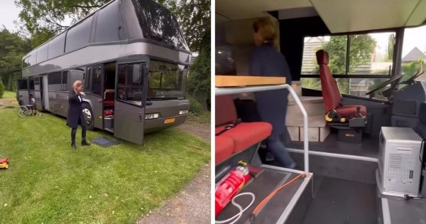 Ta kobieta mieszka w piętrowym autobusie. To naprawdę ekskluzywna opcja. Zobacz!