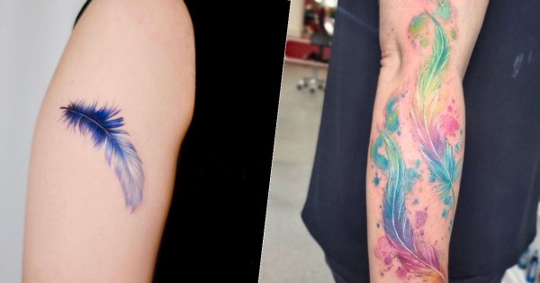 #feathertattoo - tatuaż piórko. Piękny i ponadczasowy! Zobacz najlepsze propozycje 2023 roku!