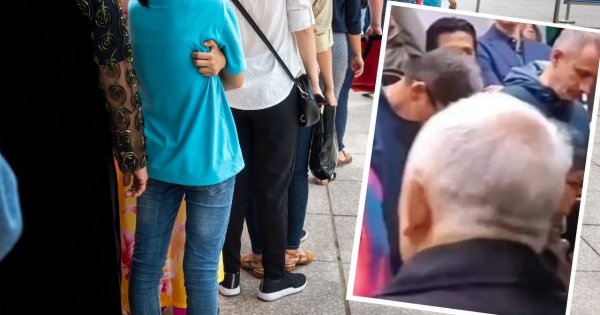 Chciał wejść bez kolejki. Kazali mu iść na jej koniec. To wideo jest hitem sieci!