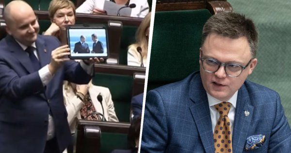 Afera w nowej pracy: biegał po sali ze zdjęciem. Komentarz Szymona bezcenny! [Wideo]