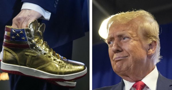 Donald z Ameryki zaprojektował złote trampki! Sieć komentuje memami