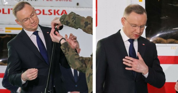 Twardy Andrzej Duda puka w mikrofon. Zabawny gest prezydenta rozbawił internautów [wideo]