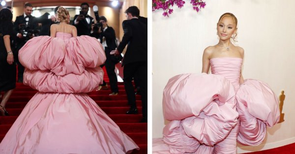 Oscary 2024: Ariana Grande przyszła w wielkiej różowej kołdrze? Internet komentuje memami