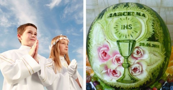 Arbuzy hitem imprez komunijnych! Ma być wyrzeźbione imię dziecka i nazwa święta. Im okazalszy, tym lepszy