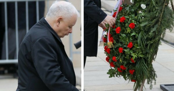 Zdenerwowany Jarosław chciał zniszczyć wieniec pod pomnikiem. Wszystko się nagrało [wideo]