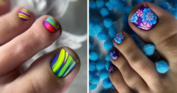 Kolorowy pedicure hybrydowy w sam raz na wiosnę! Najmodniejsze pomysły do inspiracji