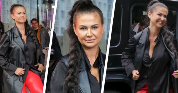 Maja Rutkowski wskoczyła w czerwone skórzane spodnie i zaplotła warkocz Maryny [zdjęcia]