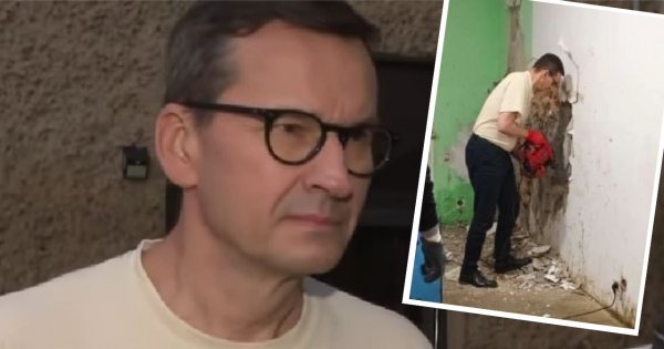 Mateusz odwiedził tereny po powodzi i wiercił dziurę w ścianie. Są memy