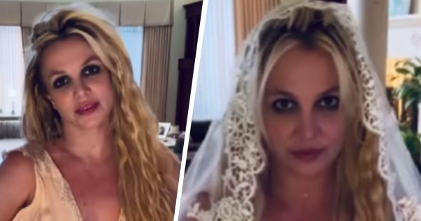 Britney Spears "poślubiła samą siebie". Pokazała się w satynowej sukni ślubnej z welonem [wideo]