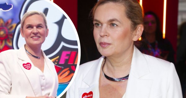 Basia wpadła do Jurka. Zadała szyku w białym oversize'owym garniturze i serduszku na klapie