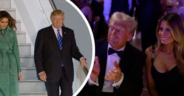 Piękna Melania w czarnej kiecce towarzyszyła gibkiemu Donaldowi podczas Sylwestra. Poniósł go melanż [wideo]