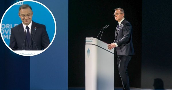 Pocieszny Andrzej zaliczył wpadkę w Dubaju. Podczas przemówienia kartki nie chciały z nim współpracować [wideo]