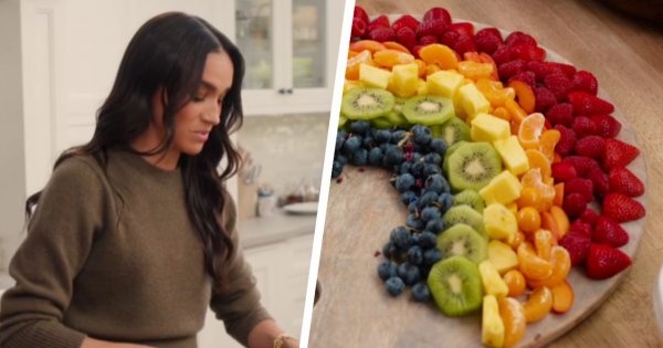 Meghan Markle orze, jak może. Na oczach widzów przygotowała pokrojone owoce ułożone na desce [wideo]