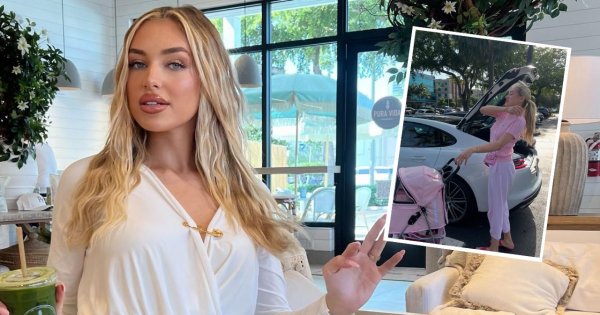 Caroline Derpieński przyłapana na ulicy z różowym wózkiem. Ogłosiła "nowy etap", a fani docenili "świetną figurę po ciąży"