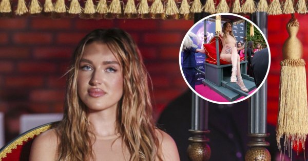 Caroline Derpieński przybyła na imprezę na lektyce, a to dopiero początek jej przedziwnego show