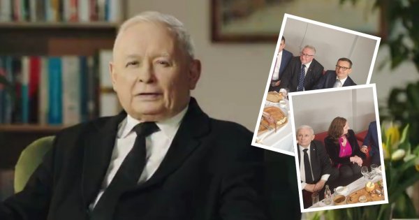 Jarek czekał na wyniki głosowania przy suto zastawionym stole. Oto, czym mógł posilić się prezes i jego świta