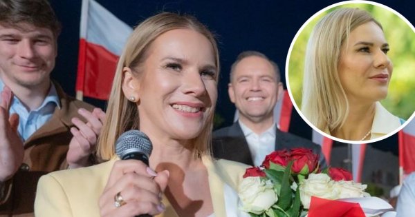 Marta Nawrocka wskoczyła w niebieski sweterek w serek. "W końcu prawdziwa pierwsza dama" - fani pieją z zachwytu
