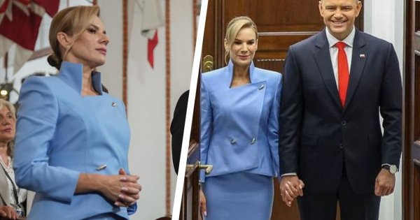 Marta na koronacji Karola wskoczyła w niebieską garsonkę. Ten kolor świetnie pasował do jej karnacji