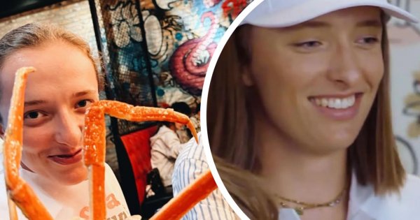 Iga Świątek rzuciła rakietę i chwyciła za tacę. Jako kelnerka obsługiwała Polaków, a ich reakcja? "Wyglądasz jak Iga!" [wideo]