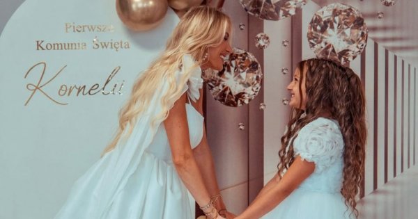 Przyszła w ponętnej "sukni ślubnej" na komunię córki. Eliza Trybała tłumaczy się z kusej miniówki