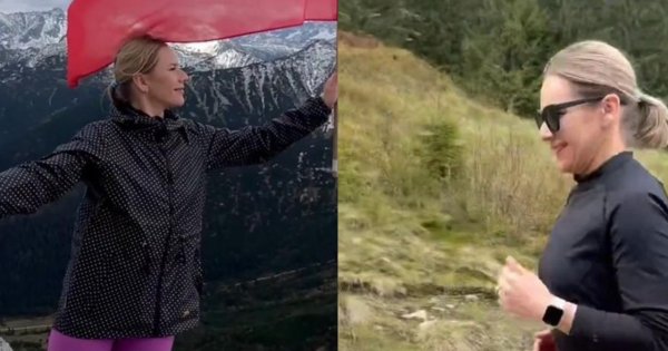 Marta Nawrocka w sportowych fatałaszkach pręży się na łańcuchach. Szczęka opada, tak wyglądała przed pałacem [zdjęcia]