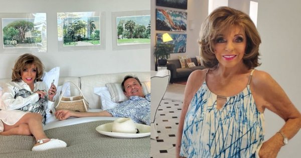 93-letnia Joan Collins pręży ciało u boku młodszego o 32 lata męża. Fani nie mają złudzeń: "Wygląda na 50-tkę" [zdjęcie]