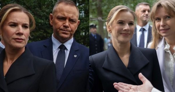 Marta Nawrocka z wizytą w Nowym Jorku. Pierwsza Dama zagrała nóżką w stonowanej czerni [zdjęcia]