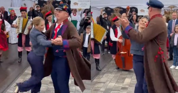 Marta Nawrocka wywija w niebotycznych szpilkach na dożynkach. Internauci pękają z zachwytu: "Mnie by nogi w szpilkach odpadły. Brawa dla pani Marty" [wideo]