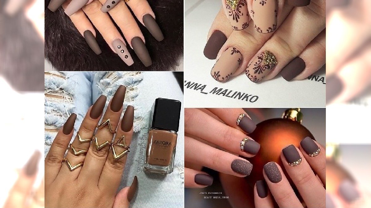 Jesienny Manicure Paznokcie W Kolorze Kawy Z Mlekiem