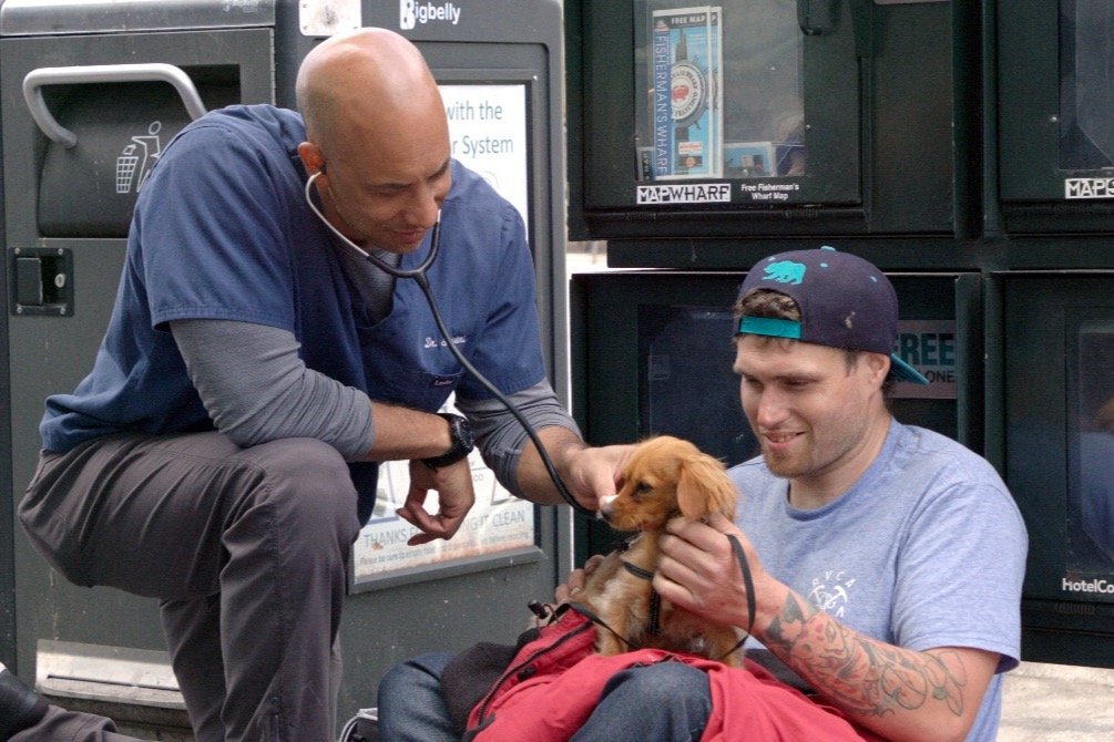 Weterynarz przemierza ulice, aby za darmo nieść pomoc zwierzętom osób bezdomnych
