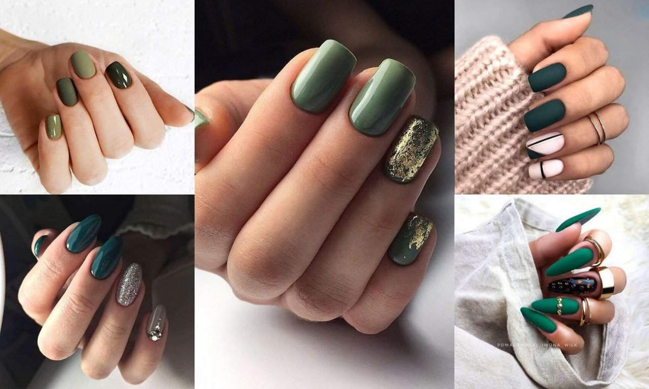 Zielony manicure na jesień - galeria stylowych inspiracji