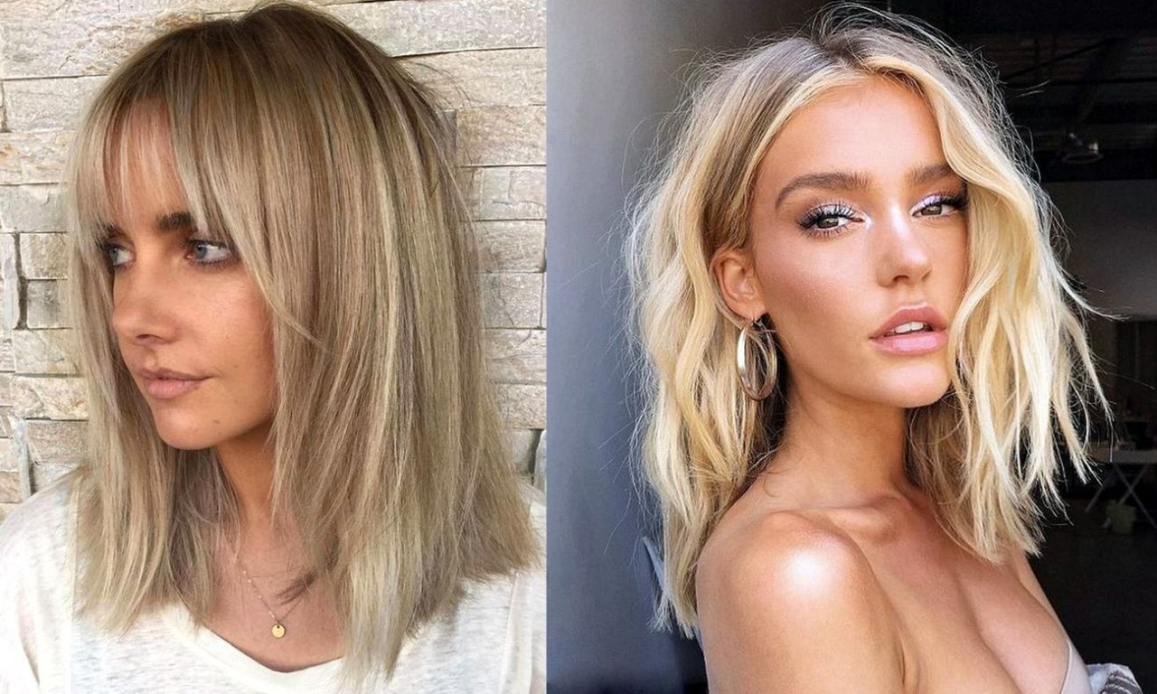 Półdługie fryzury dla blondynek - katalog cięć na jesień 2020