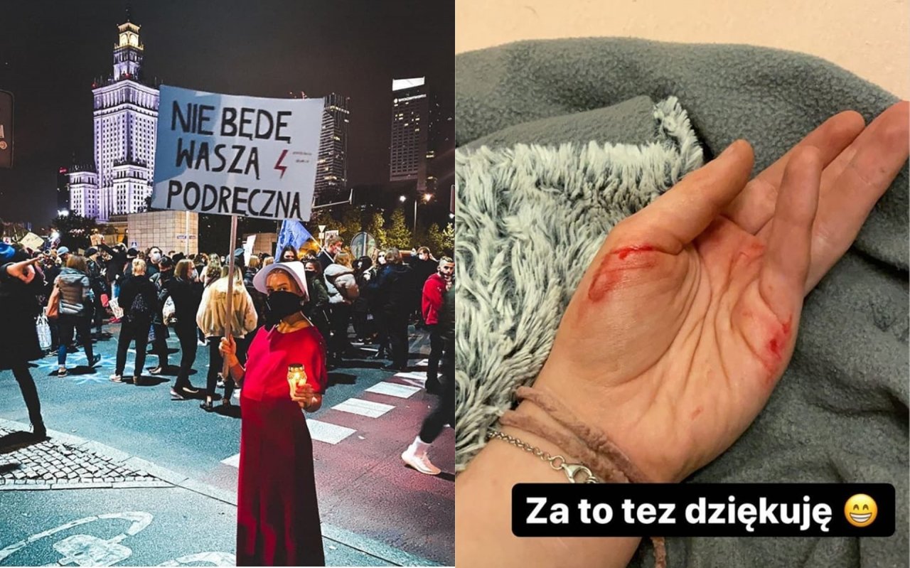 Julia Wróblewska relacjonuje wczorajszy strajk: "Zostałam popchnięta, uderzona, dostałam w ramiona, biodra i nerki"