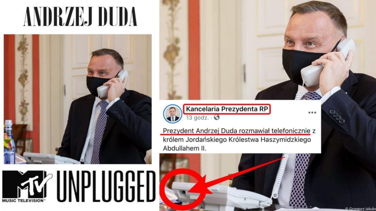 Prezydent Andrzej Duda rozmawiał z królem Jordanii przez niepodłączony telefon? Powstały memy